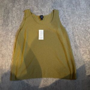 NWT Eileen Fisher Scoop Neck Shell Top 1X Green Washable Wool Crepe Sleeveless